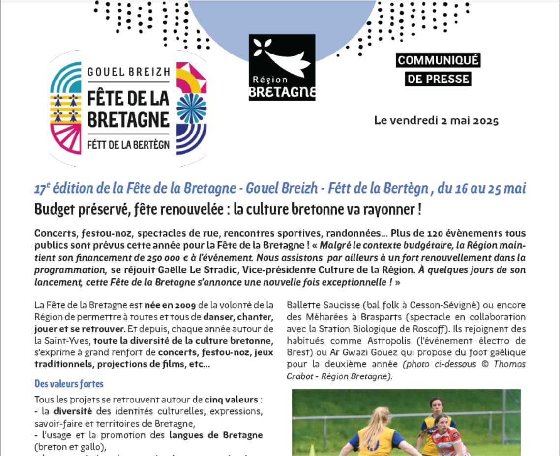 Aperçu communiqué de presse